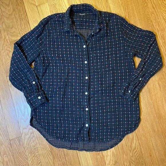 Madewell Mayfair Floral Button Up Womens XS Oversized Ex Boyfriend Shirt - Picture 1 of 13